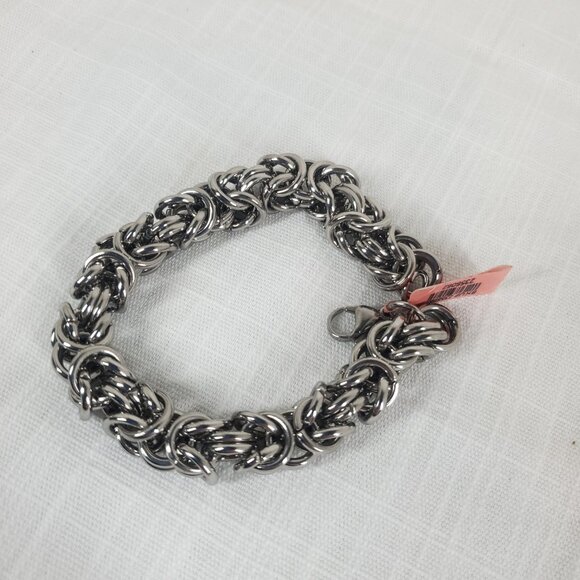 Byzantine Link Stainless Steel Heavy Link Bracelet 316L S/S STS NWT - Picture 3 of 7